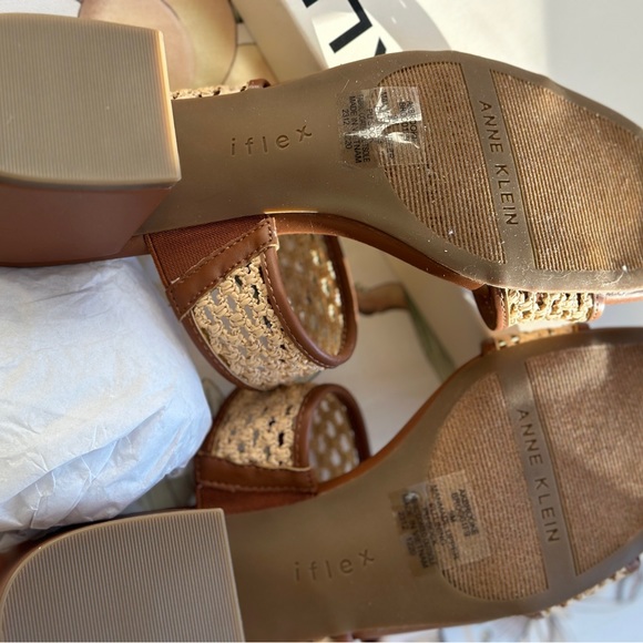 NEW in Box Anne Klein Brooke Natural Woven & Leather Slide Sandals 9M Coastal - Picture 6 of 15